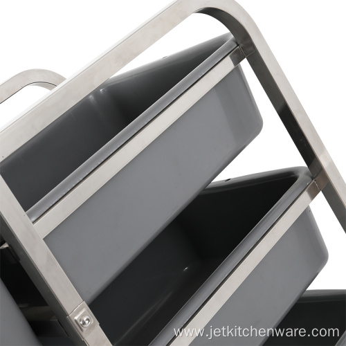 Square Tube Dirty Tableware Collection Cleaning Trolley